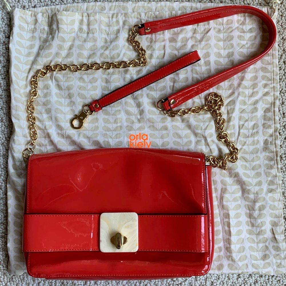🍅 Orla Kiely patent leather bag Rare joy